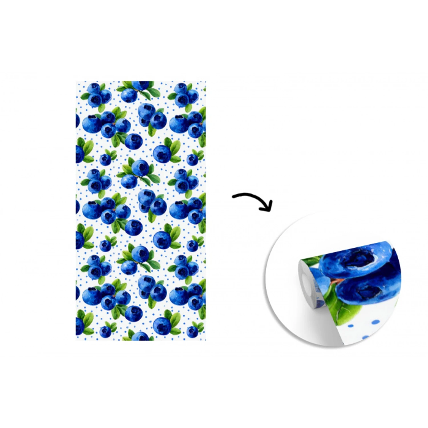 Bessen - Patroon - Blauw fotobehang vinyl groot 64 -3d