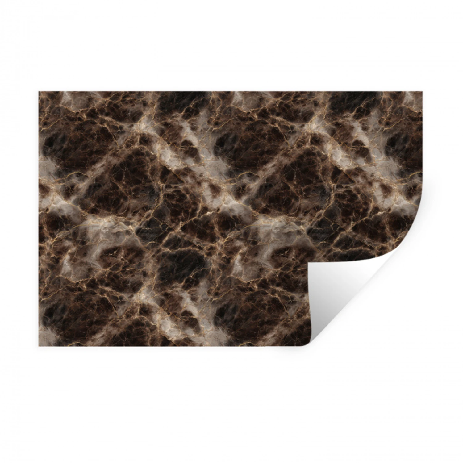 Bruin - Goud - Marmer Muursticker klein 286 -3d