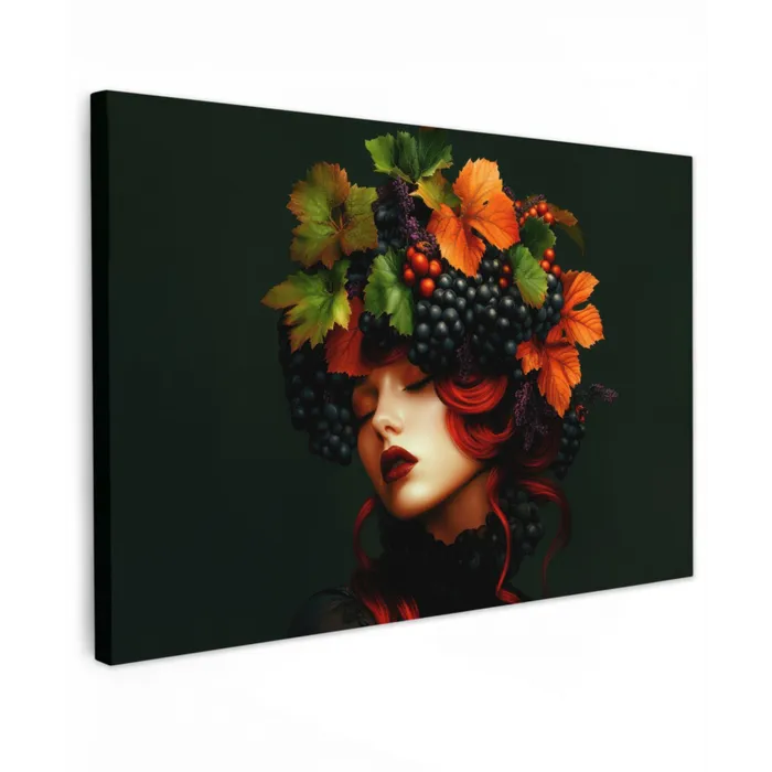 Vrouw - Rood - Groen - Druiven canvas 2cm klein -z3d