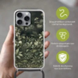 Jungle - Bladeren - Botanisch - Groen Hoesje iPhone 16 Pro Max met koord klein -sfeer2_NL