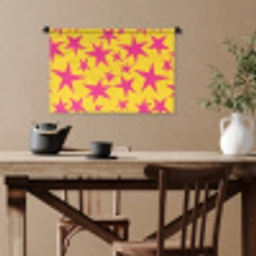 Sterren - Patroon - Roze - Geel Wandkleed katoen klein 269 -sfeer6