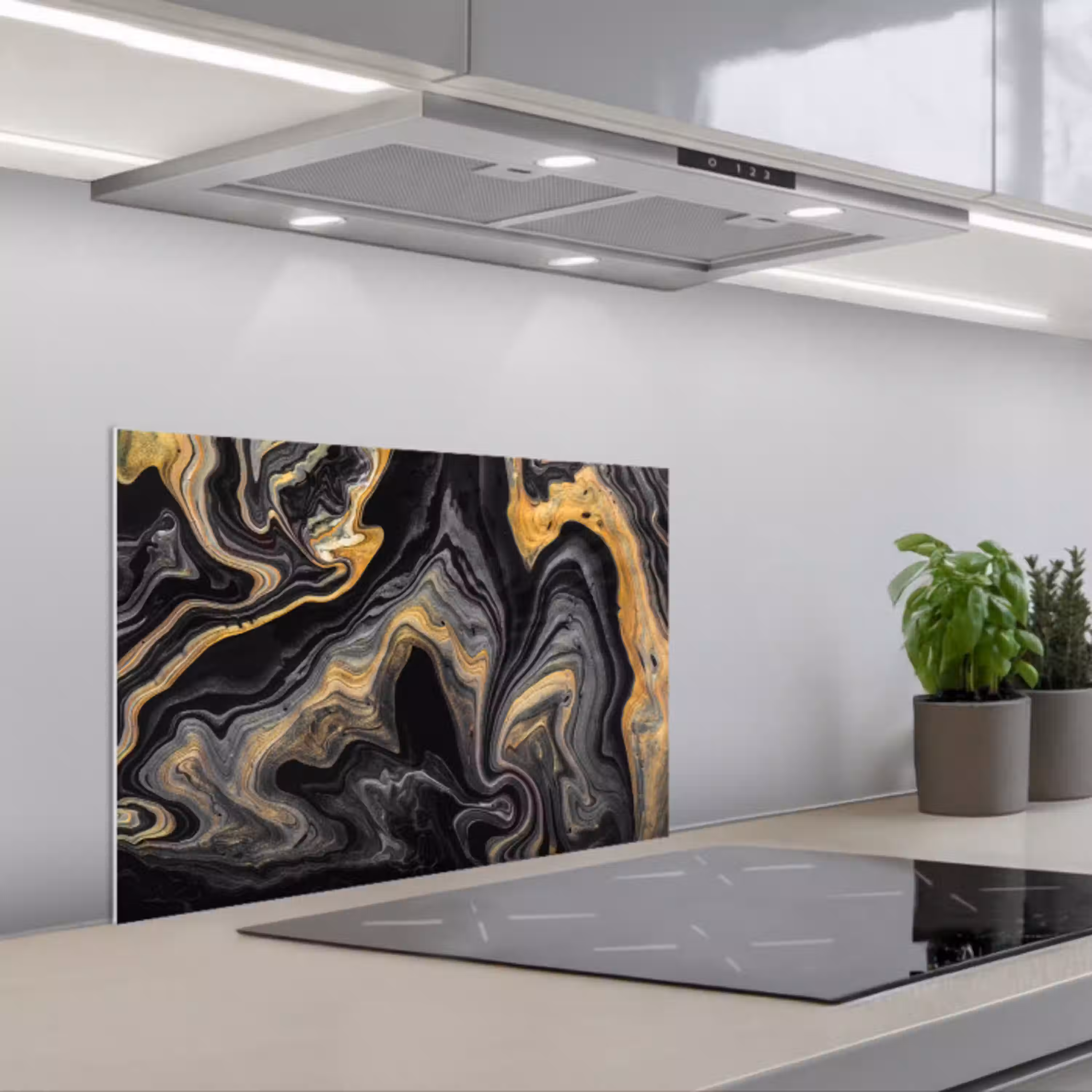 Marmer - Acryl - Goud - Luxe - Abstract keuken achterwand spatscherm klein -3d_schuin
