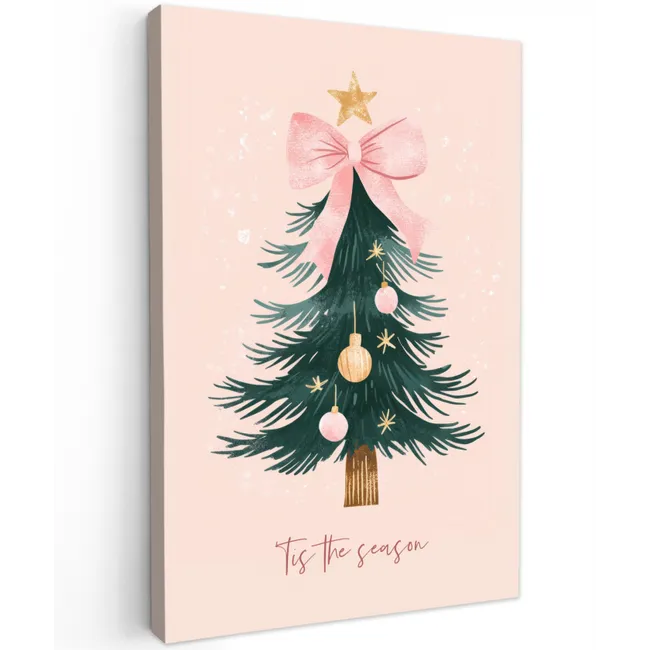 Christmas Season - Kerst - Kerstboom - Roze canvas 2cm klein -z3d