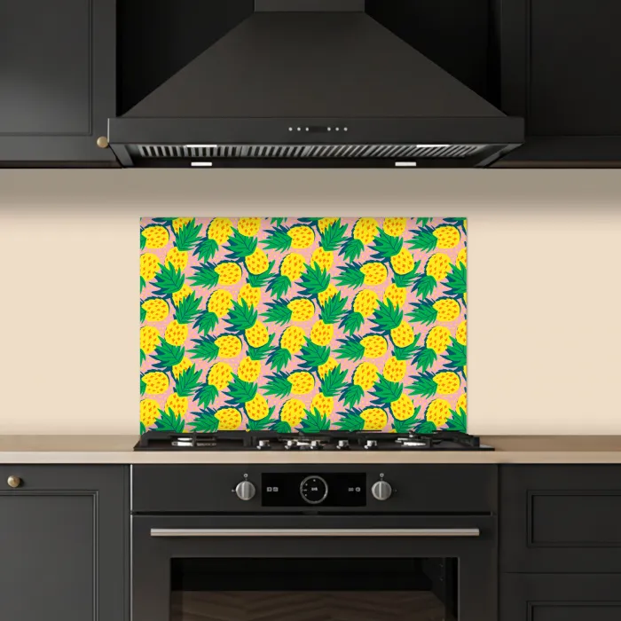 Ananas - Geel - Groen - Tropisch keuken achterwand spatscherm klein 900 -sfeer1