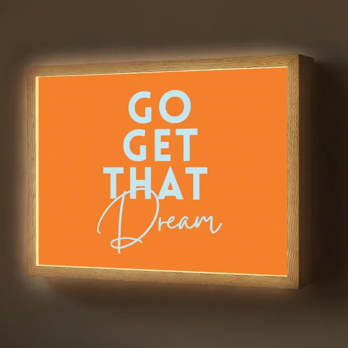 Oranje - Blauw - Go get that dream Light Box met batterij (Wandlamp) middel -z3d_website