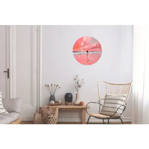 Roze - Surfen - Zee Wandcirkel aluminium klein -woonkamer