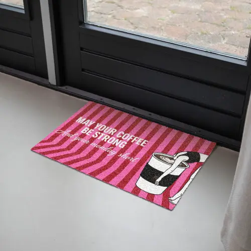 Roze - Strepen - Koffie - Maandag Deurmat klein -sfeer2