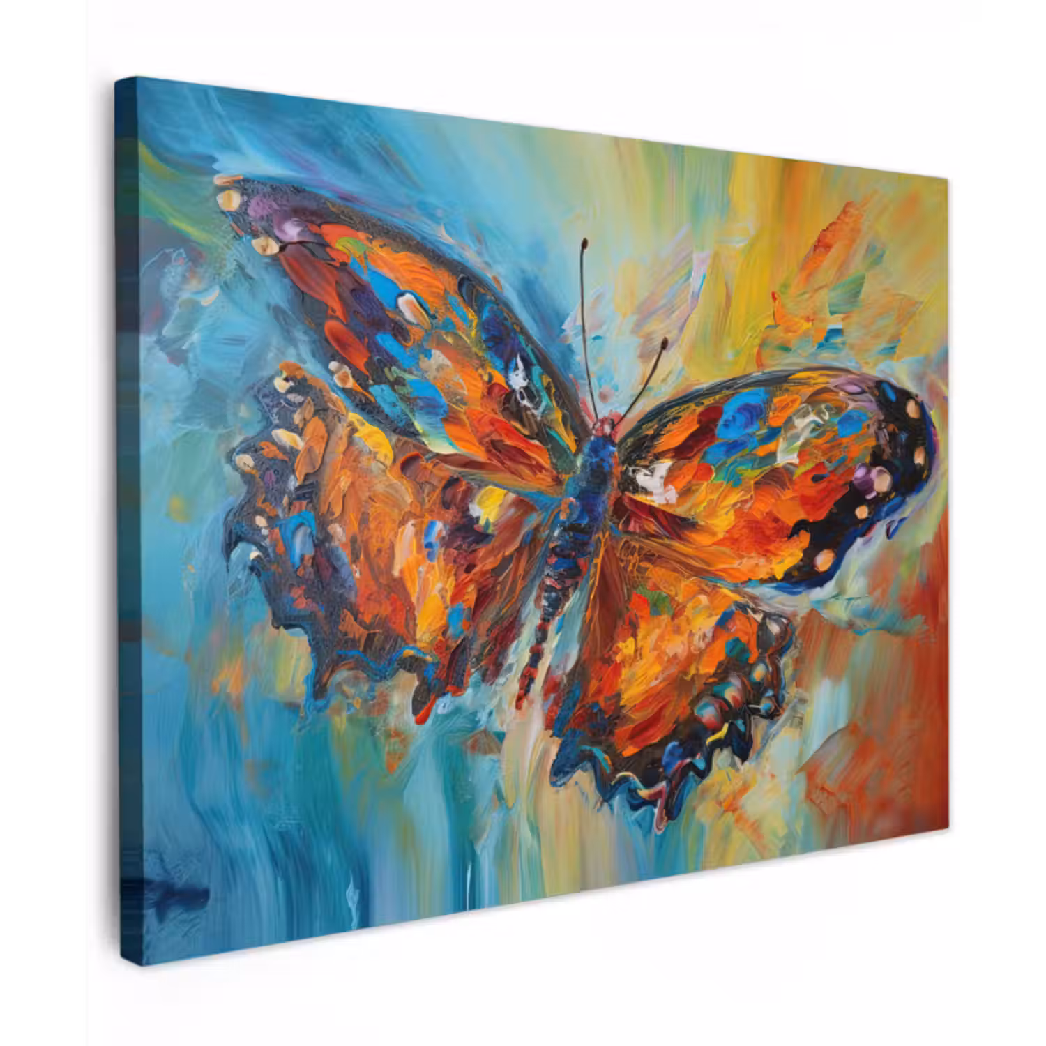 Canvas schilderij - Vlinder - Kleuren - Kunst - Schilderij