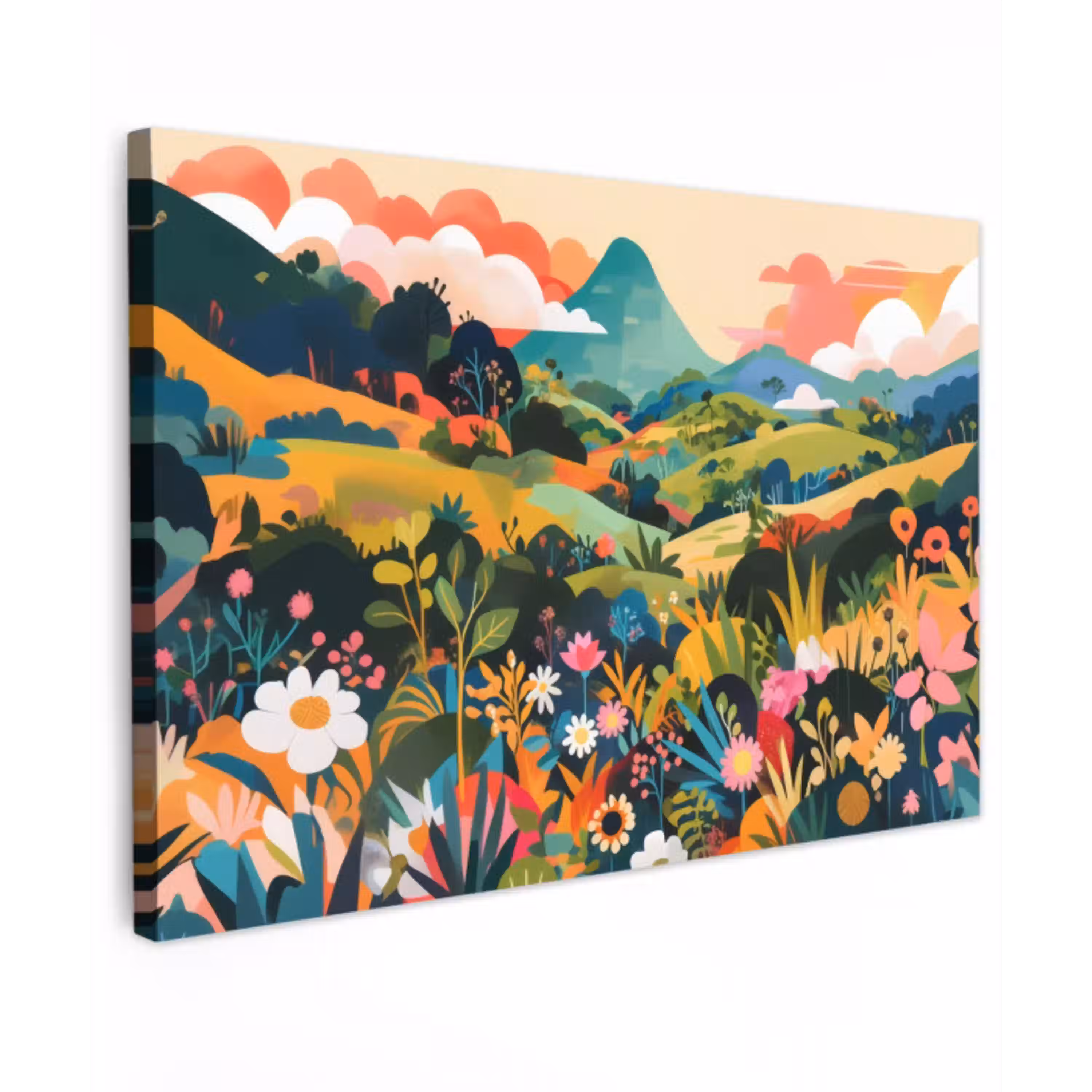 Zonlicht - Heuvels - Wolkenlucht canvas 2cm klein -z3d