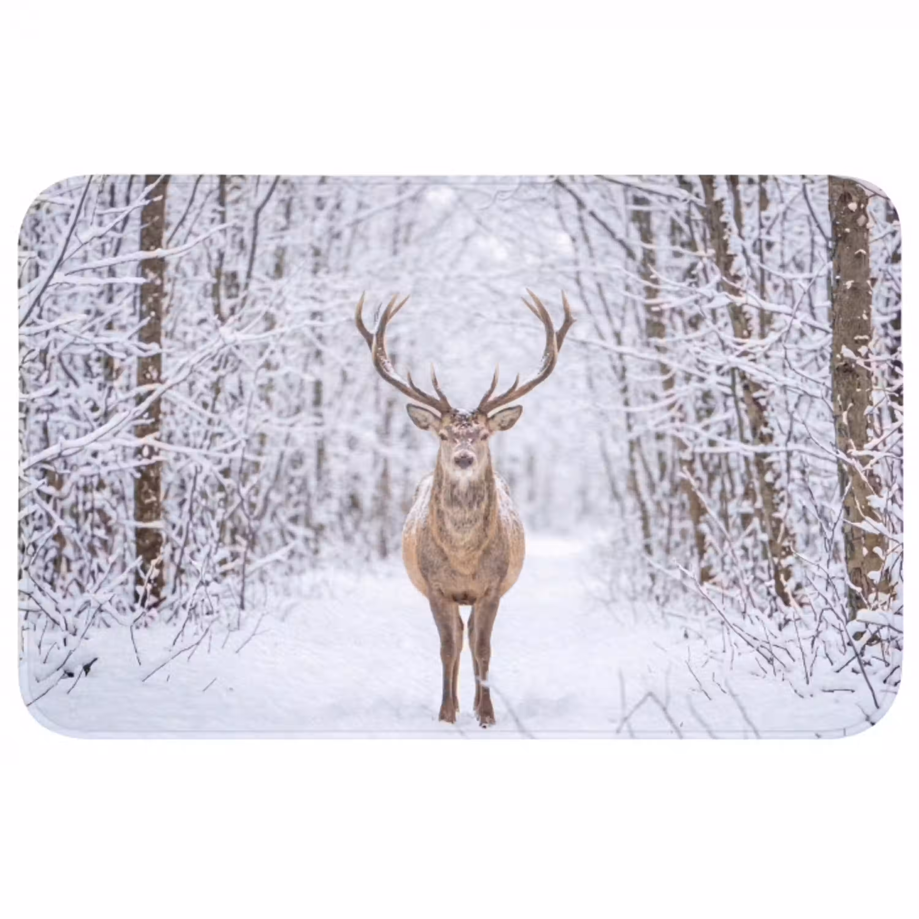 Hert - Winter - Bos - Natuur - Wit Badmat middel -3d