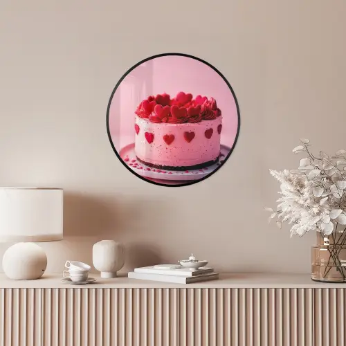 Taart - Hart - Roze Fotolijst rond zonder passe partout klein -sfeer3
