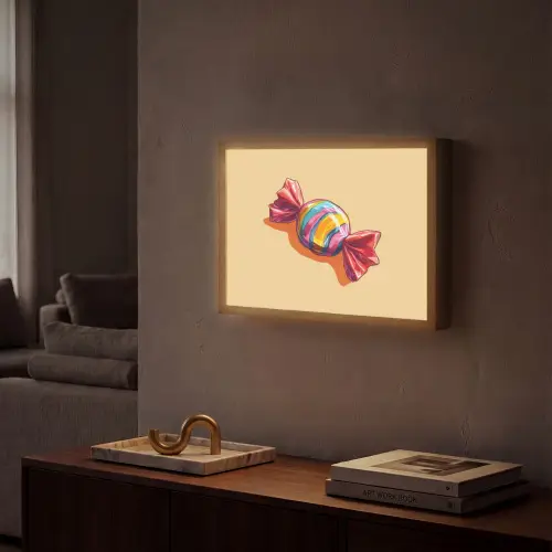 Geel - Snoep - Kleur Light Box met batterij (Wandlamp) middel -sfeer1