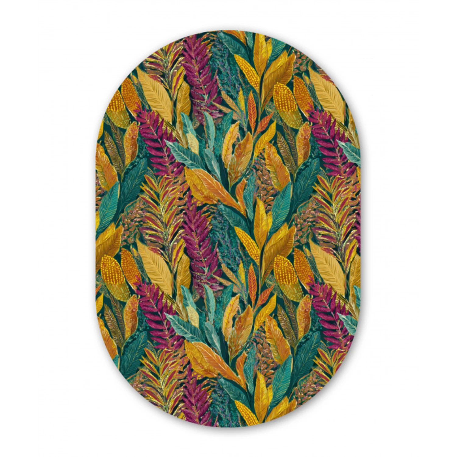 Tropische - Botanisch - Patroon - Kleurrijk - Exotisch Wandcirkel Ovaal Aluminium middel 839 -3d