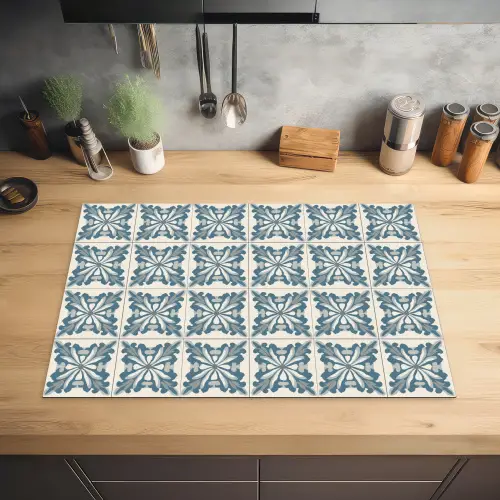 Dessin - Tegel - Blauw Inductie beschermer vinyl 3mm klein 276 -sfeer5