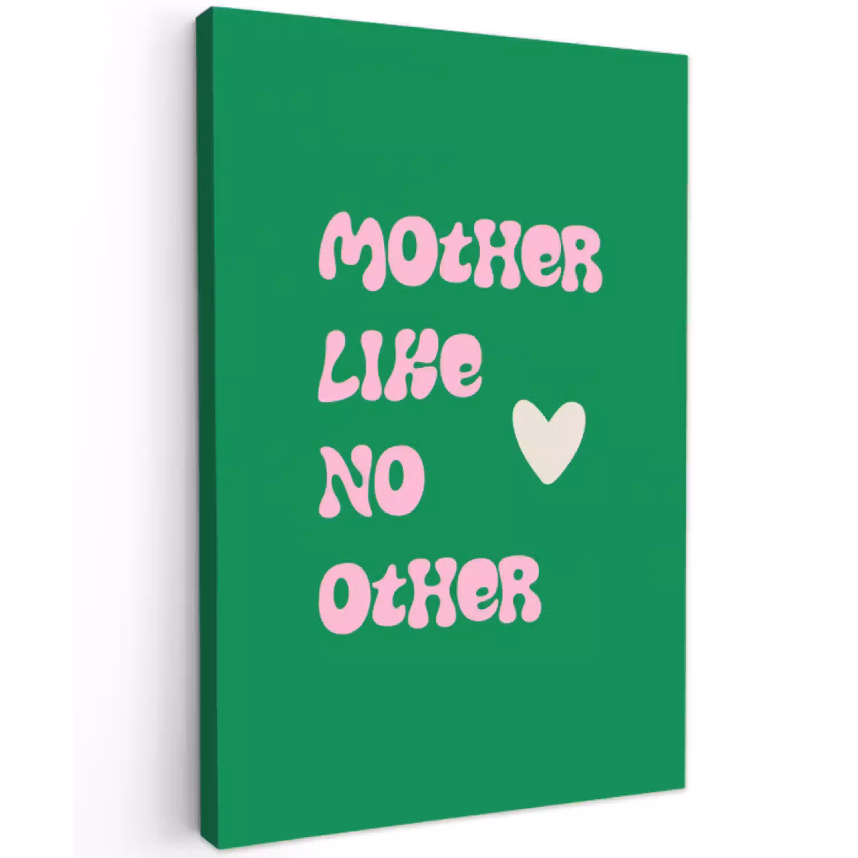 Tekst - Hartje - Moeder - Groen Tuinposter op houten frame 2 cm dik middel -3d