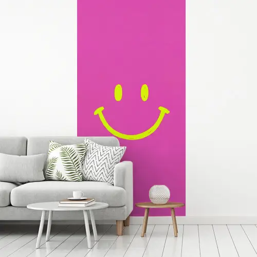 Smiley - Vrolijk - Roze fotobehang vinyl groot -woonkamer