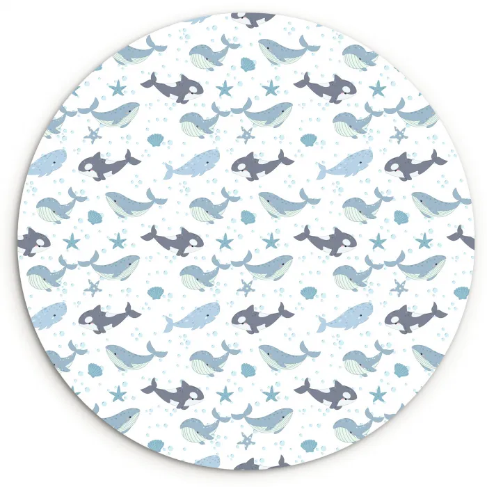 Oceaan - Walvis - Orka - Blauw Wandcirkel kunststof plaat 5mm dik klein 188 -3d