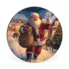 Kerstman - Dorp - Hert - Donker Wandcirkel aluminium klein -3d