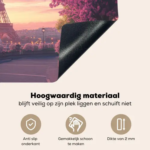 Eiffeltoren - Parijs - Roze Inductie beschemer met haakjes klein -ky-onderkant-nl