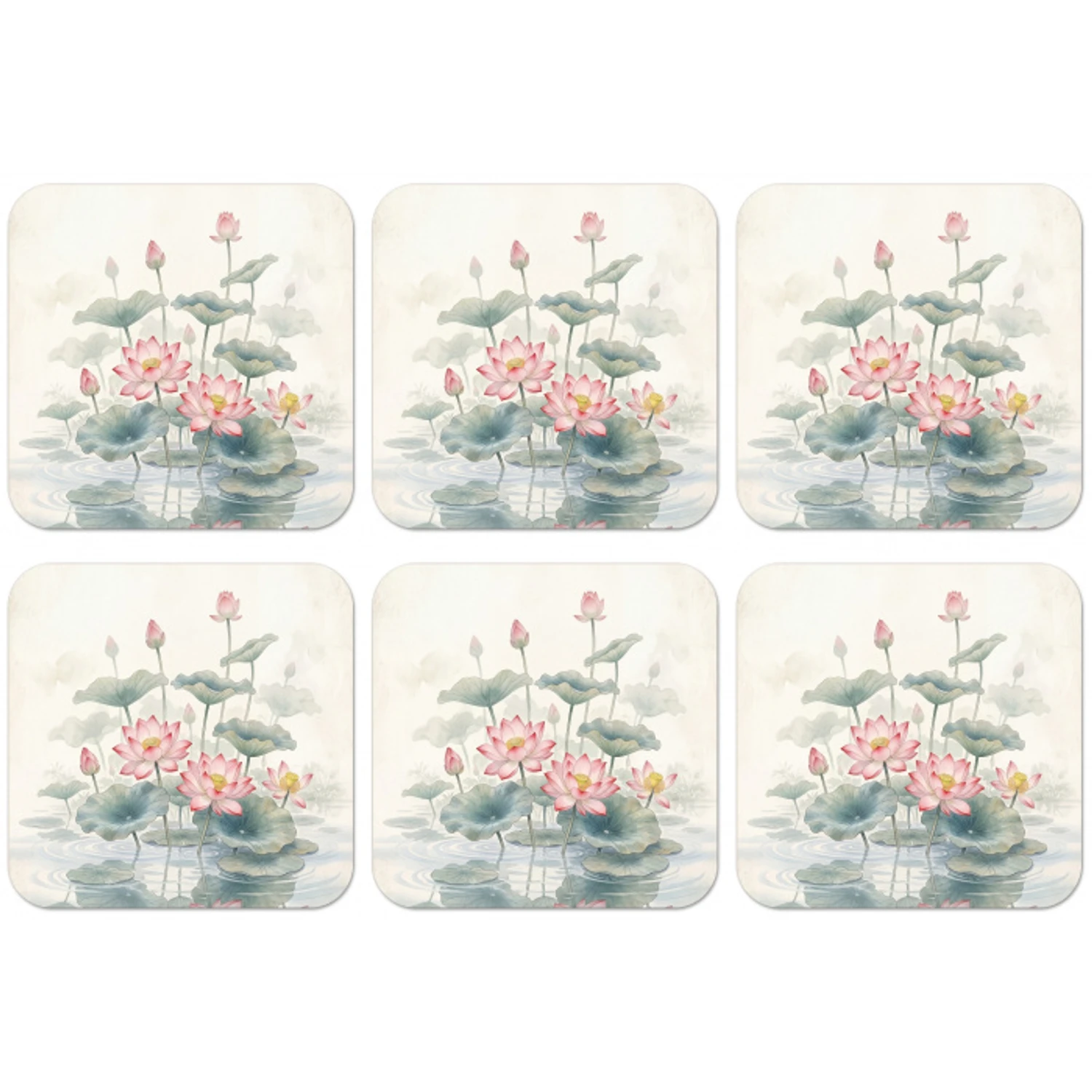 Aquarel - Lotusbloemen - Kleurrijk onderzetter kurk middel -zkaufland3dotto
