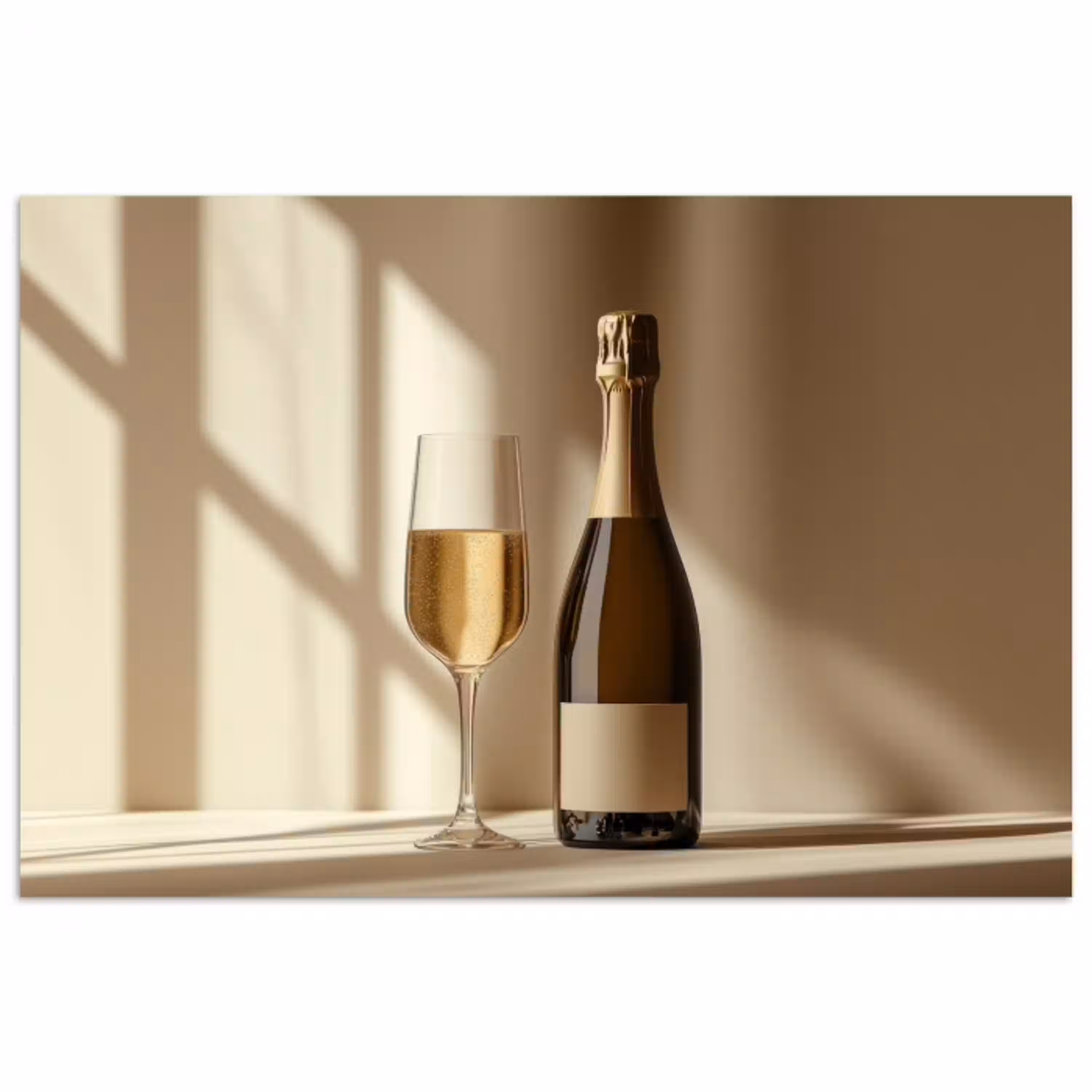 Champagne - Beige - Schaduw - Bubbels poster papier klein -3d