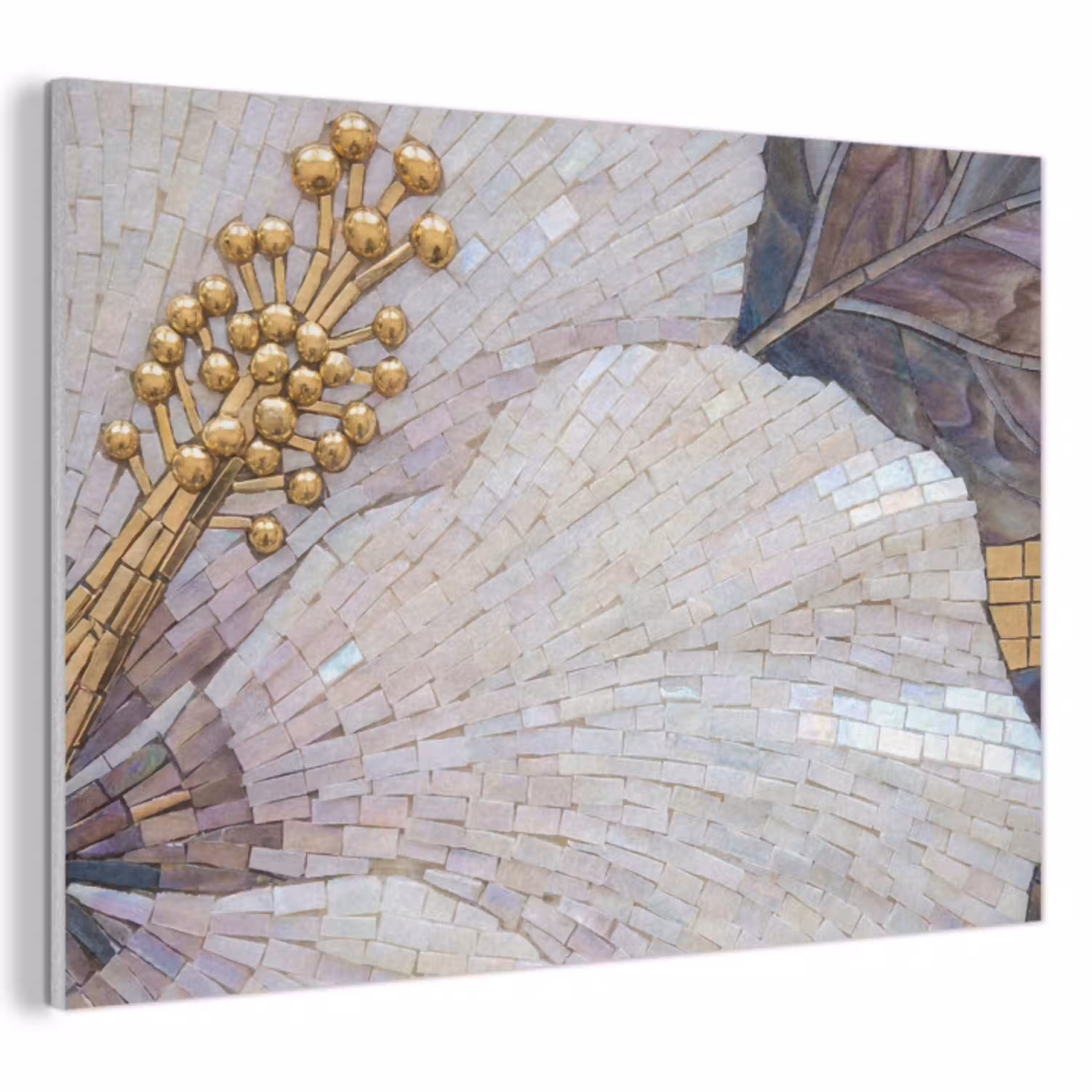 Bloemen - Mozaïek - Kunst - Modern - Goud PET vilt klein -3d