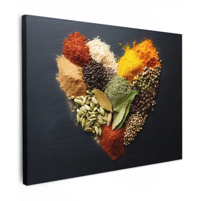 Canvas Print - Spices - Mix - Heart Shape - Black