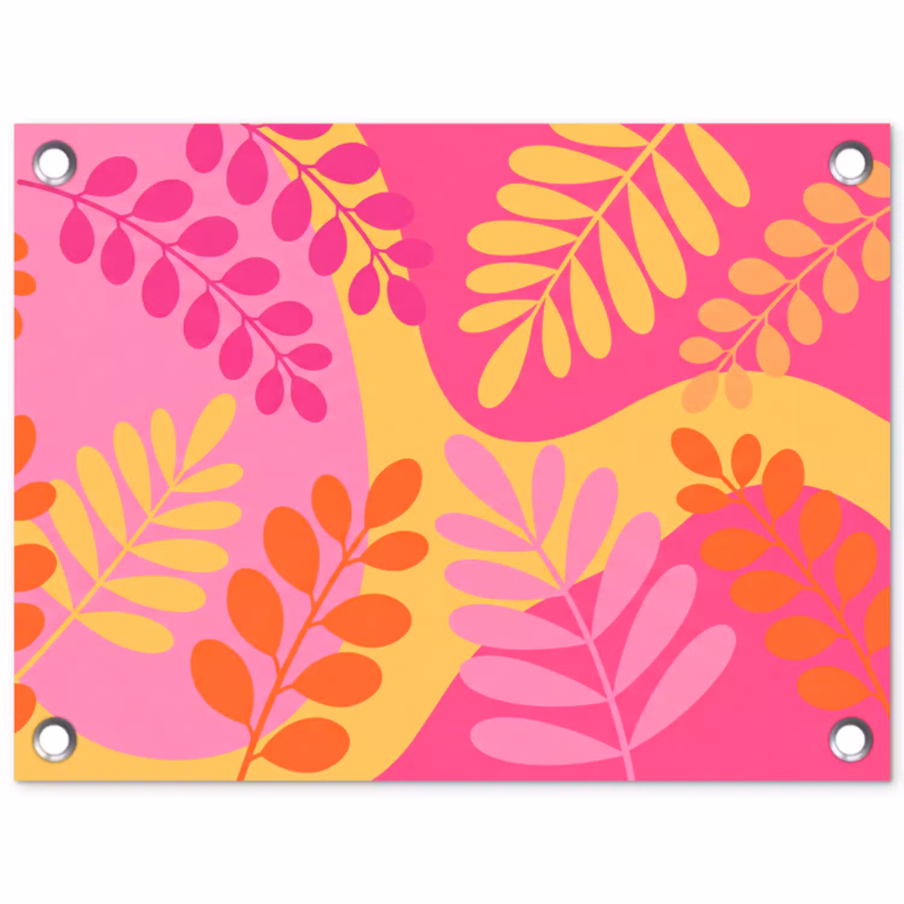 Natuur - Bladeren - Abstract - Roze - Geel tuinposter los doek klein -3d
