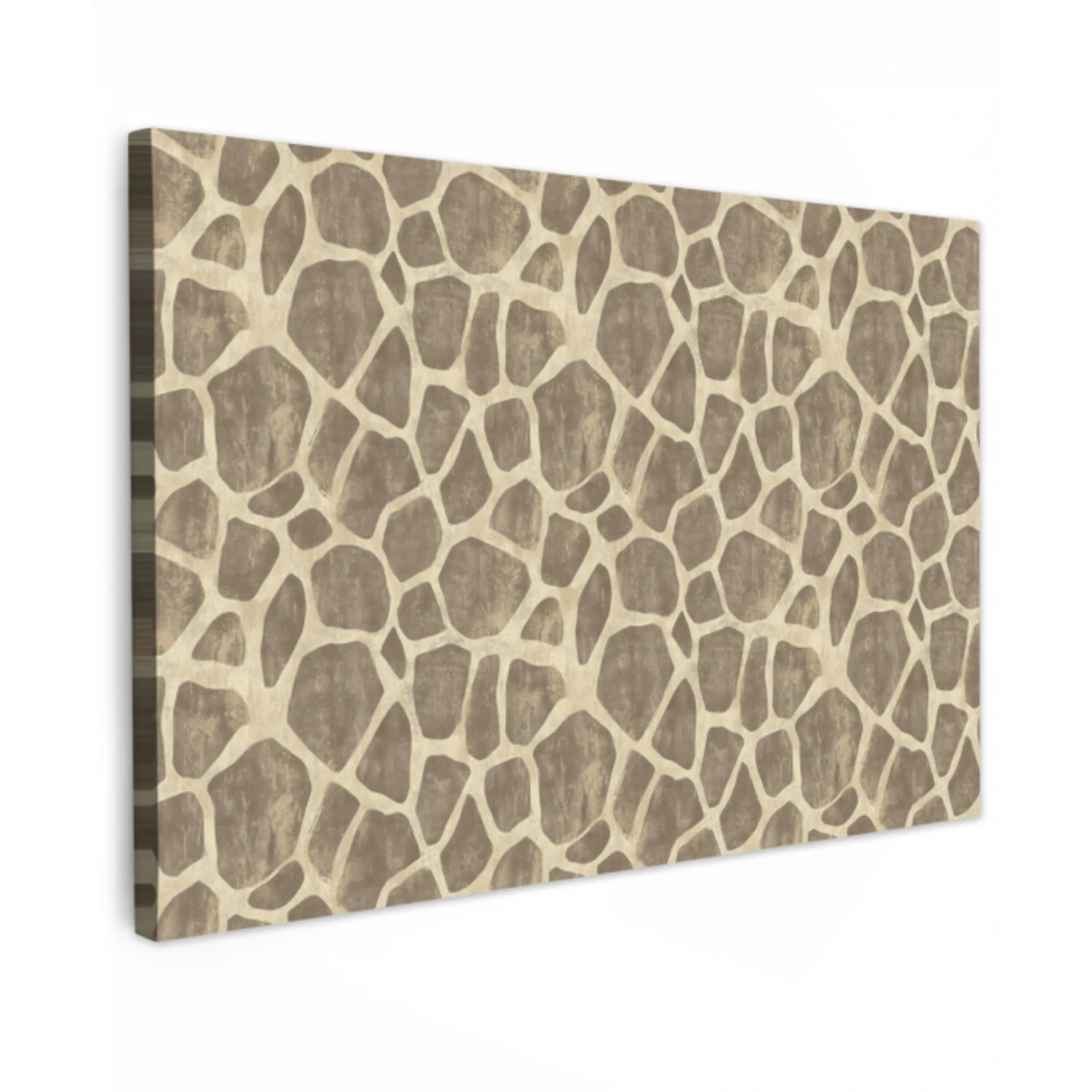 Giraf - Patroon - Beige - Bruin Tuinposter op houten frame 2 cm dik klein 845 -3d