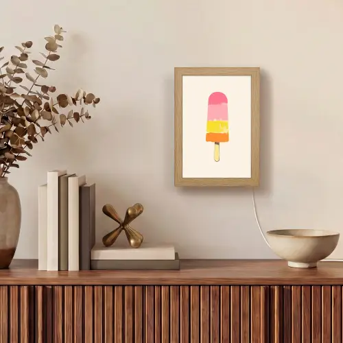Waterijsje - Retro - Stokje - Roze Light Box met kabel (Tafellamp) klein -sfeer2