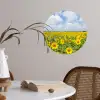 Zonnebloemen - Bloemen - Wolken - Natuur - Geel - Landschap Wandcirkel behangsticker klein -sfeer3