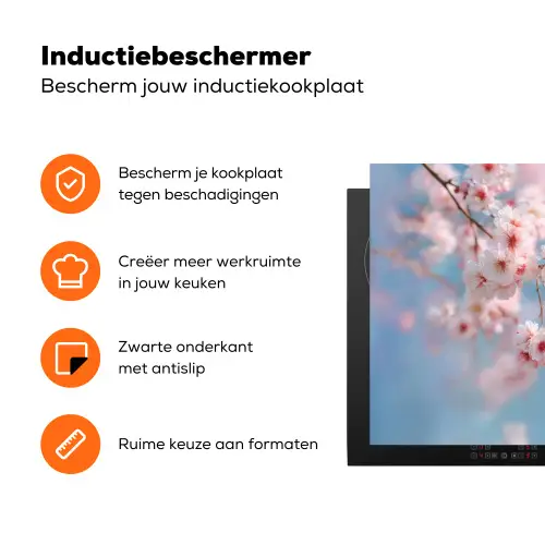Takken - Bloesems - Roze Inductie beschermer vinyl 3mm klein -zzzzzzz-td-ups