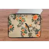 Vogel - Tak - Bloemen - Oranje laptophoes neopreen klein -tafel
