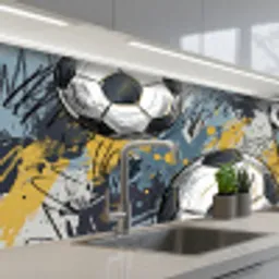 Voetbal - Abstract - Sport - Kleurrijk keuken achterwand 2 middel -3d_schuin