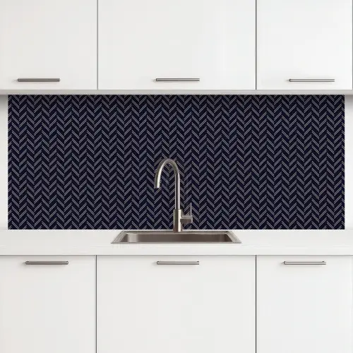 Plaid - Patroon - Visgraad - Blauw keuken achterwand 2 middel 871 -3d