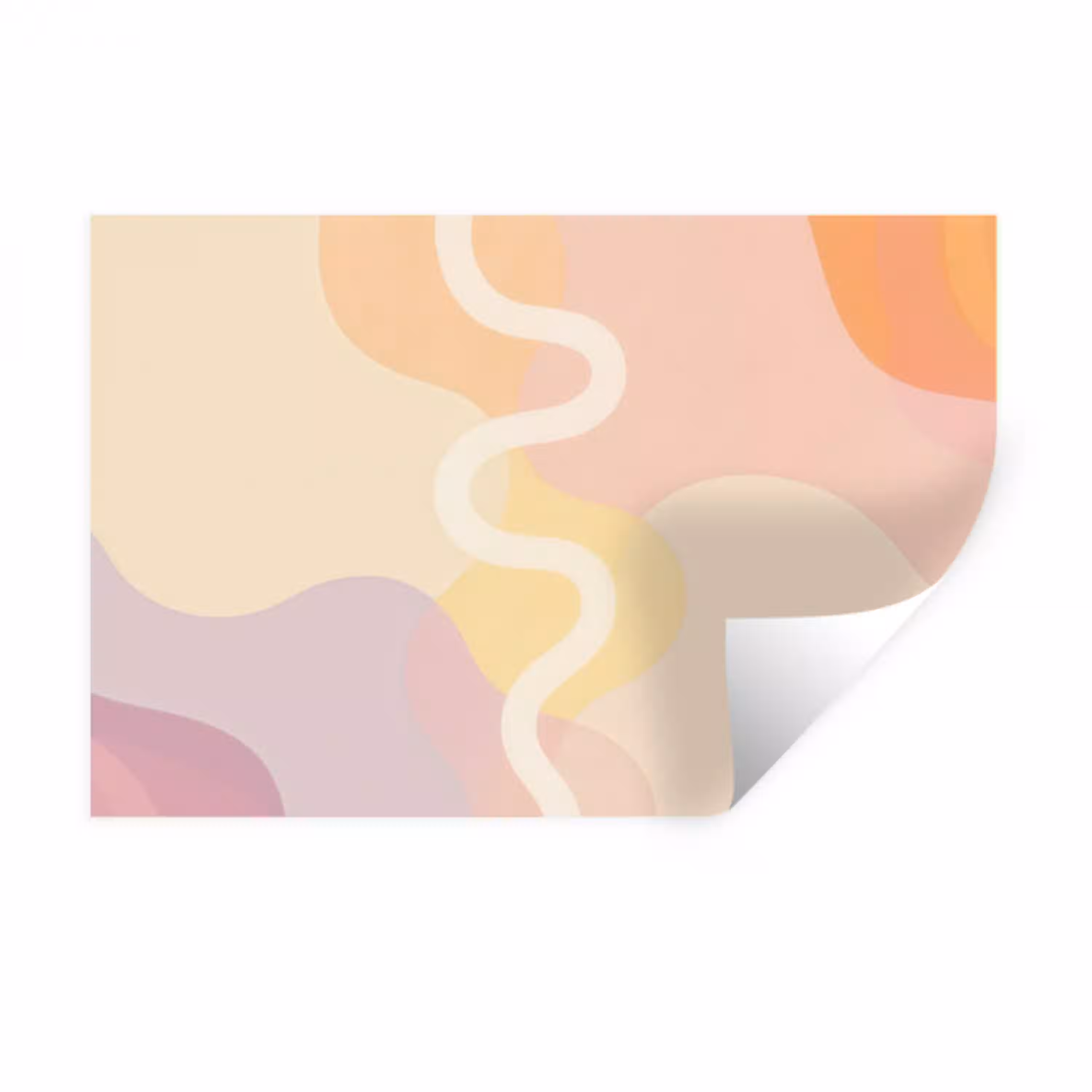 Golvende vormen - Abstract - pastel Muursticker klein -3d