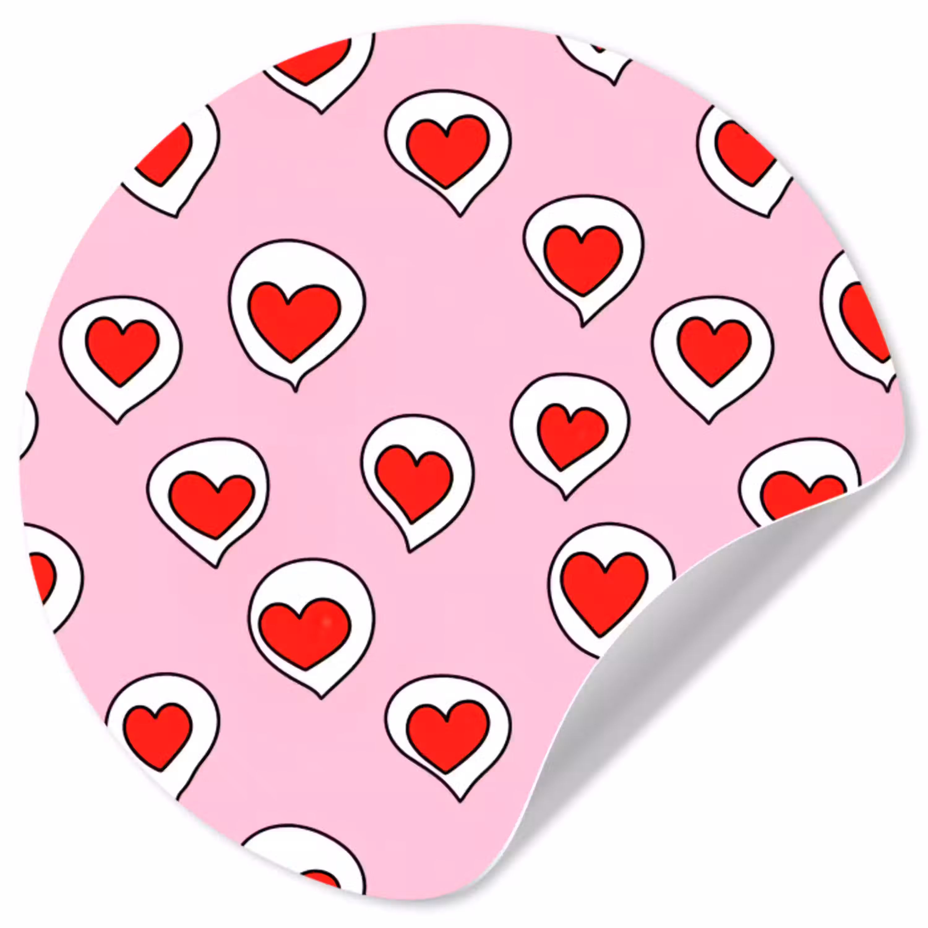Hartjes - Patroon - Rood Wandcirkel behangsticker klein 186 -3d