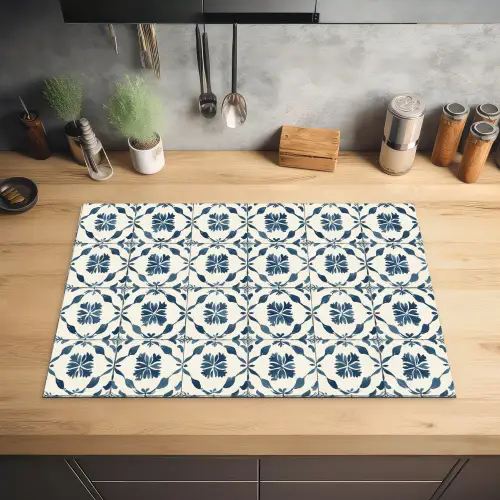 Grafisch - Tegel - Blauw Inductie beschermer vinyl 3mm klein 276 -sfeer5