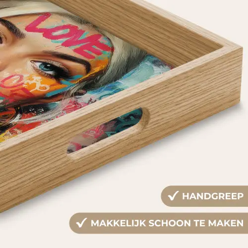 Vrouw - Kauwgom - Graffiti - Love Dienblad Rechthoek middel -USP_HandgreepNL
