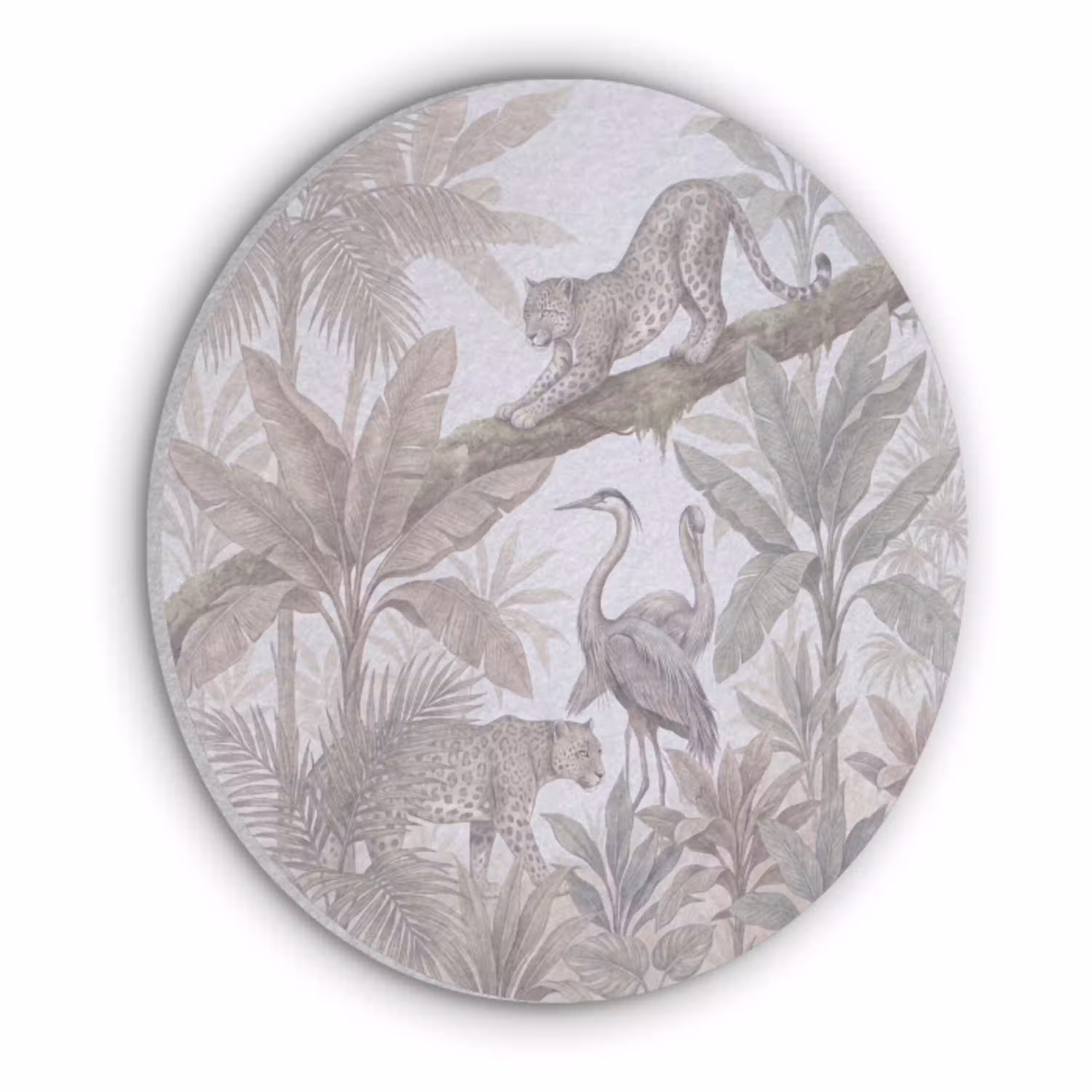 Kat - Vogel - Jungle - Illustratie - Dieren Akoestische PET Vilt - Rond klein -3d
