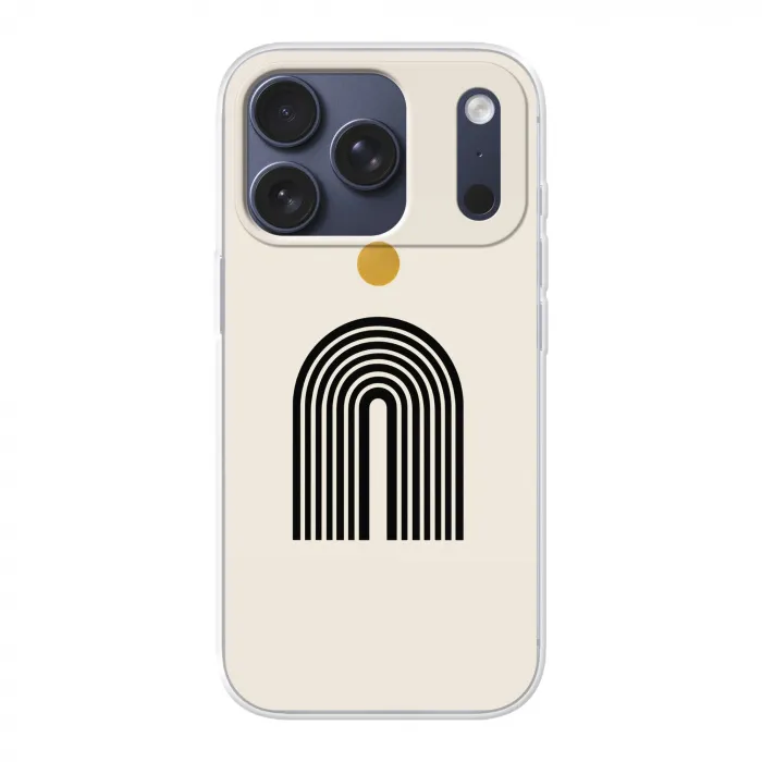 Minimalistisch - Zwarte boog - Gouden cirkel Telefoonhoesje iPhone 17 Pro klein -3d