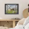 Doorkijk - Koe - Molen - Koeien - Weiland - Gras - Groen PET vilt klein -sfeer3