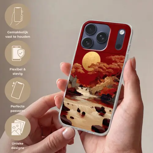 Volle maan - Landschap - Waterval Telefoonhoesje iPhone 17 Pro klein -sfeer3_NL