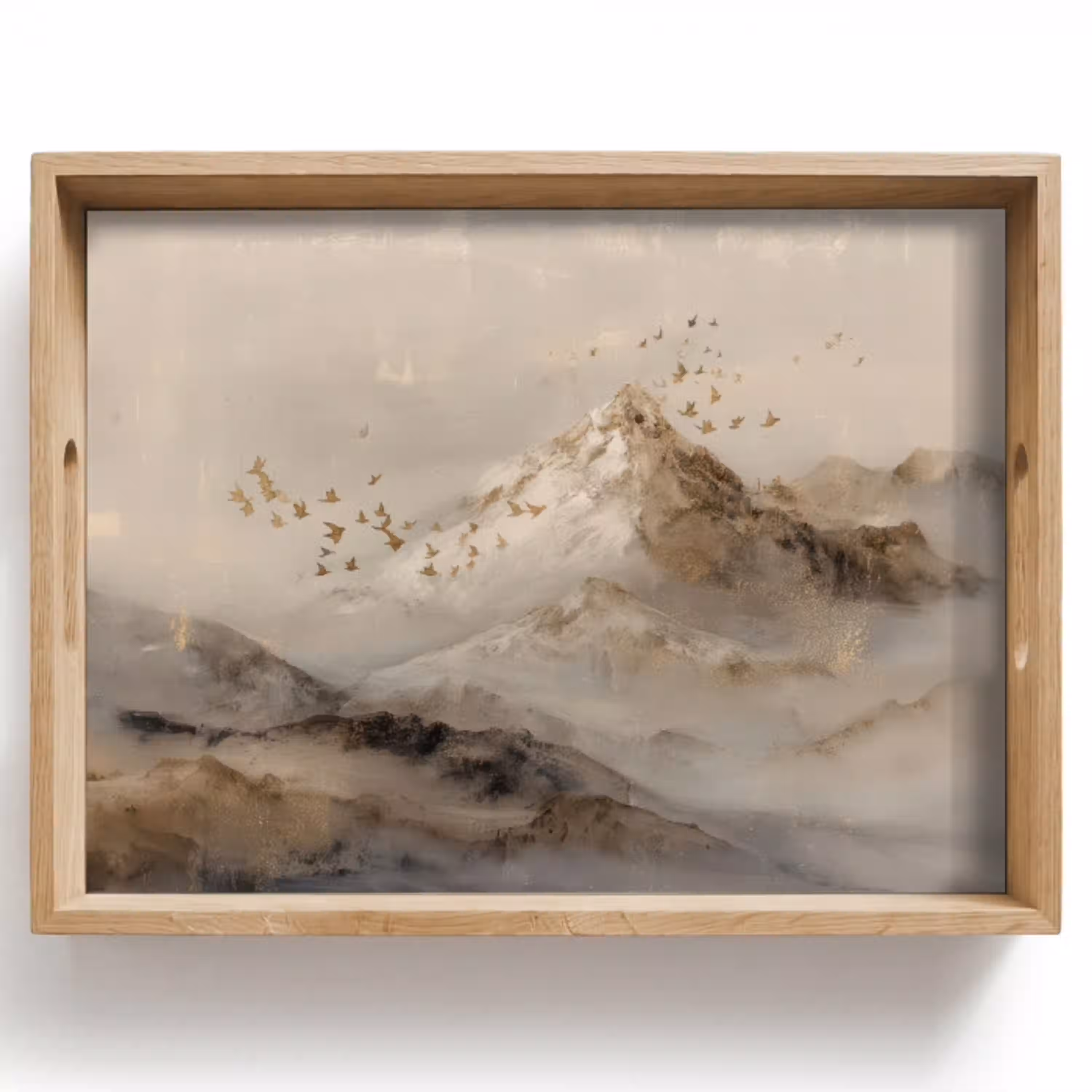 Berglandschap - Mist  - Penseelstreken Dienblad Rechthoek middel -z3d_shopping