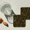 Spat - Waterverf - Geel - Zwart onderzetter kurk middel 366 -sfeer4