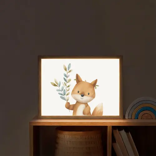 Vos - Dier - Bosdieren Light Box met batterij (Wandlamp kind) middel -sfeer1_kind