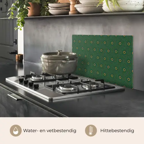 Donkergroen - Modern - Patroon - Goud keuken achterwand spatscherm klein 900 -usp_NL
