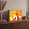 Kippen - Oranje - Vlakken Light Box met batterij (Wandlamp) middel -sfeer2