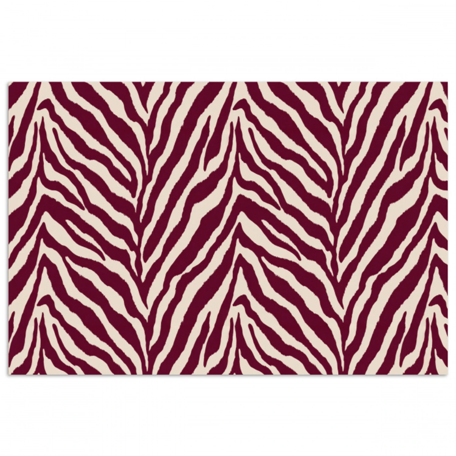 Zebra - Motief - Bordeaux - Rood poster papier klein 62 -3d