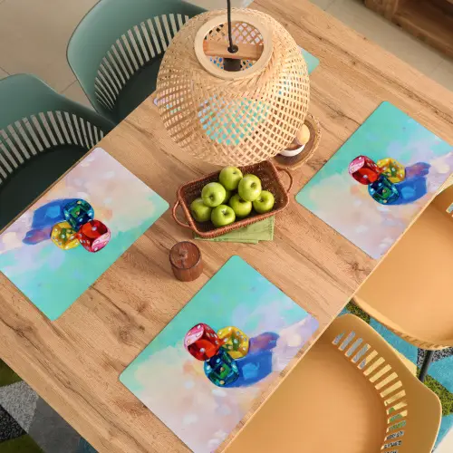 Dobbelstenen - Kleurrijk - Getallen - Stipjes Placemat vinyl groot -zzsfeer5_Kitchenyeah-website